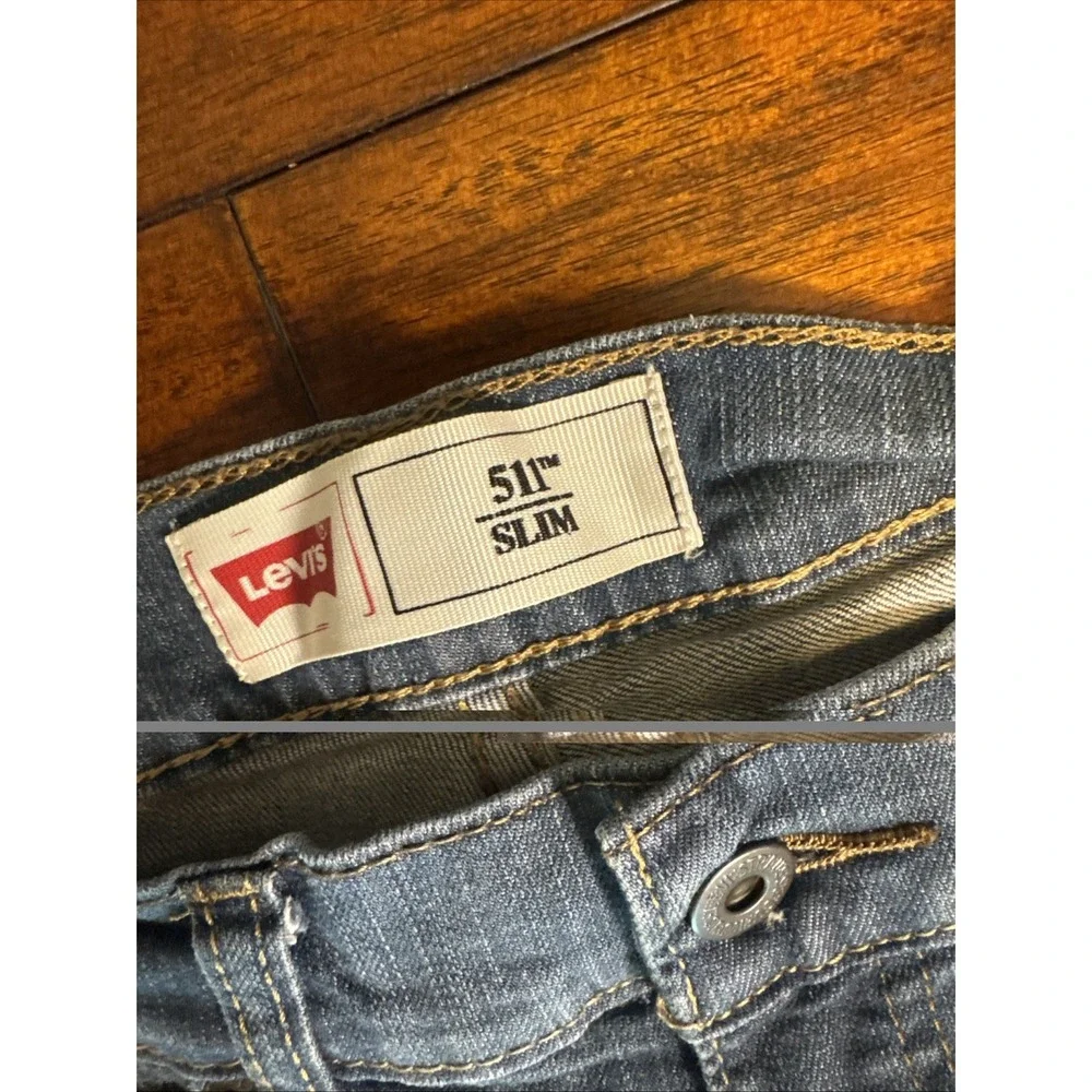Levi's 511 Slim‎ Jeans Men's W28 L28 Blue Stretch Slim Fit Distressed Fade